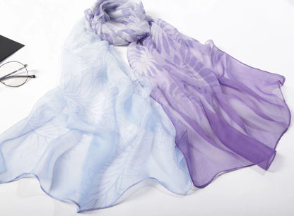 Foulard Écharpe Georgette Dégradé Fleur Femme - Bandana Châle Hijab Été Protection Solaire