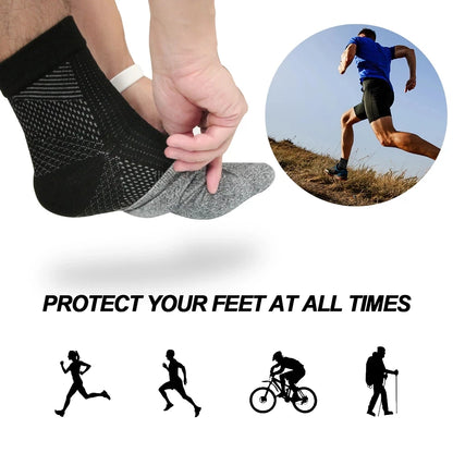 Manchon Compression Pied Anti-Fatigue - Cheville Support Sport Running Basketball - Noir S-M