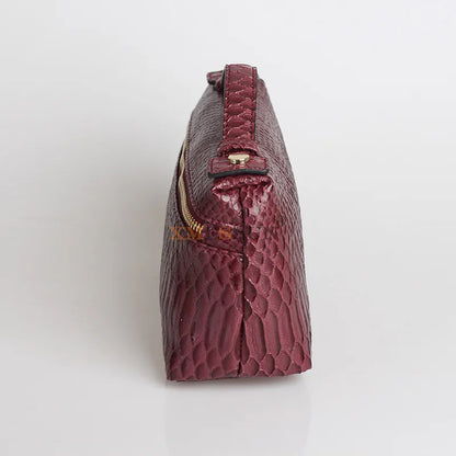 Sac Pochette Femme Cuir Motif Autruche - Clutch Luxe Designer Marron
