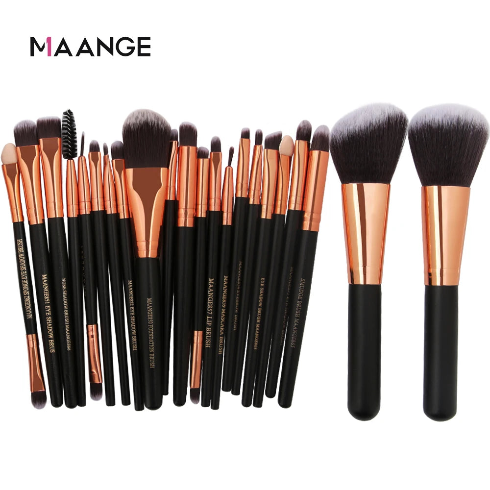 Set Pinceaux Maquillage 15/22 Pièces - Kit Pinceaux Professionnels Fond de Teint Poudre Fard à Paupières