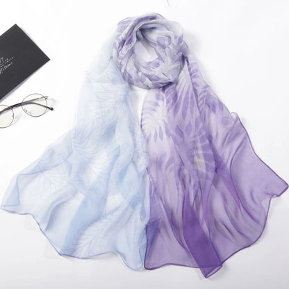 Foulard Écharpe Georgette Dégradé Fleur Femme - Bandana Châle Hijab Été Protection Solaire
