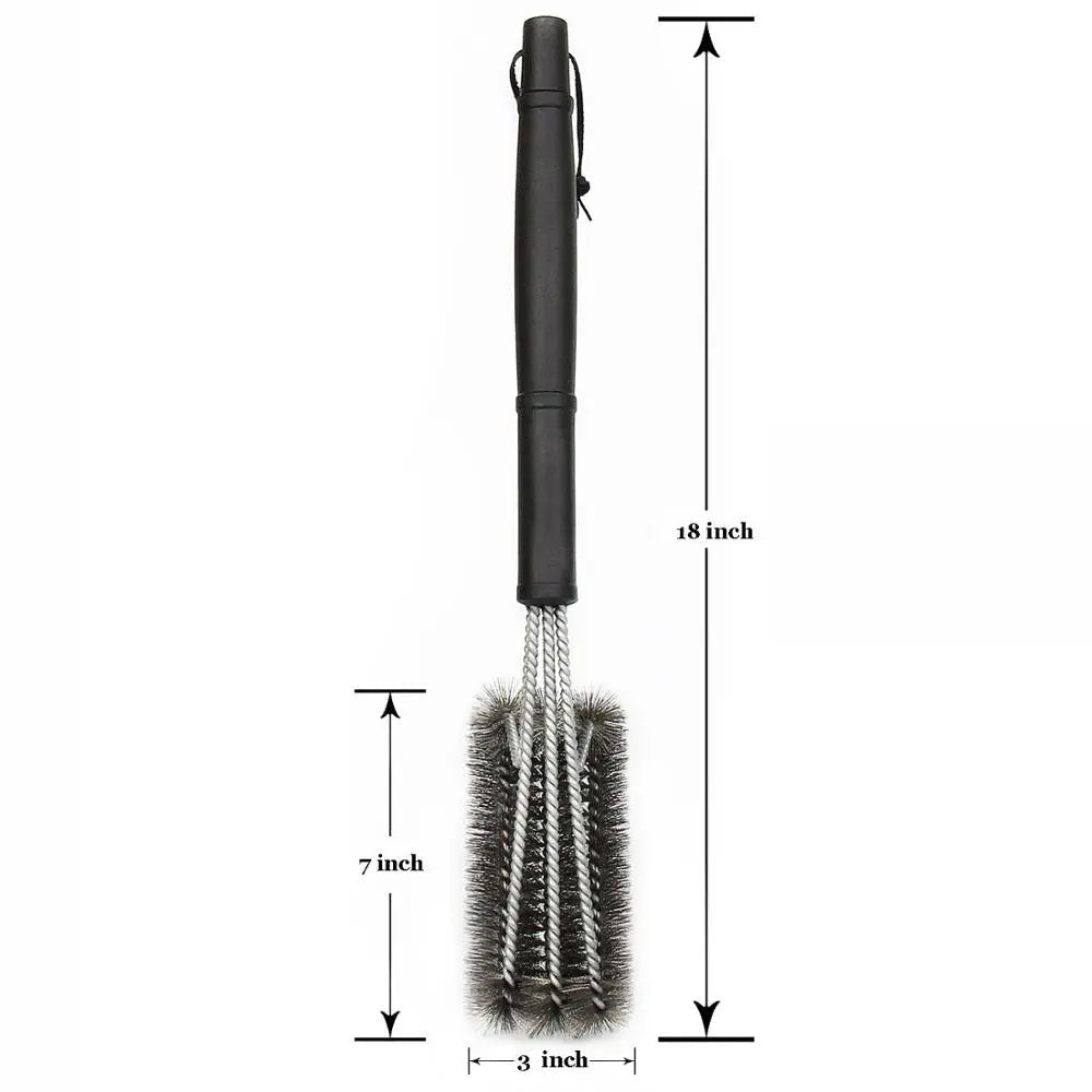 Brosse Nettoyage BBQ 18 Pouces 3-en-1 Acier Inoxydable - Grill Barbecue Outil Accessoire Grattoir