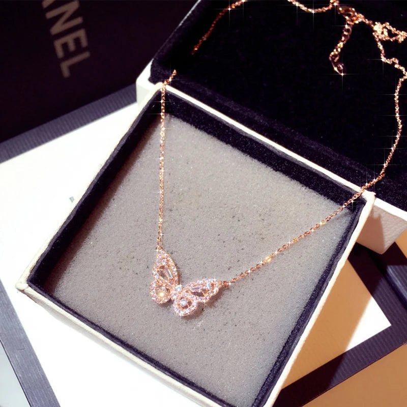Collier Papillon Zircons AAA Argent 925 – Pendentif Élégant Sweet Femme