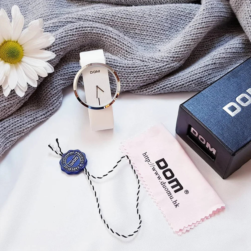 Montre Femme DOM Quartz Luxe Étanche - Bracelet Acier Élégant Relogio Feminino