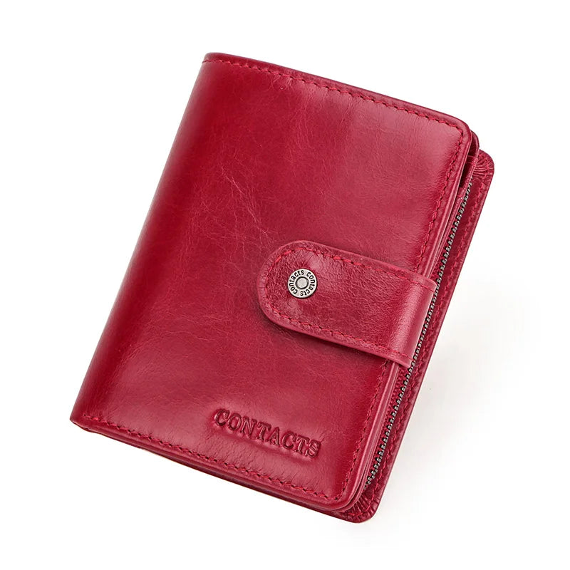 Portefeuille Femme Cuir Véritable Luxe Rose - Porte-Monnaie Compact Fermoir Hasp Porte-Carte Qualité