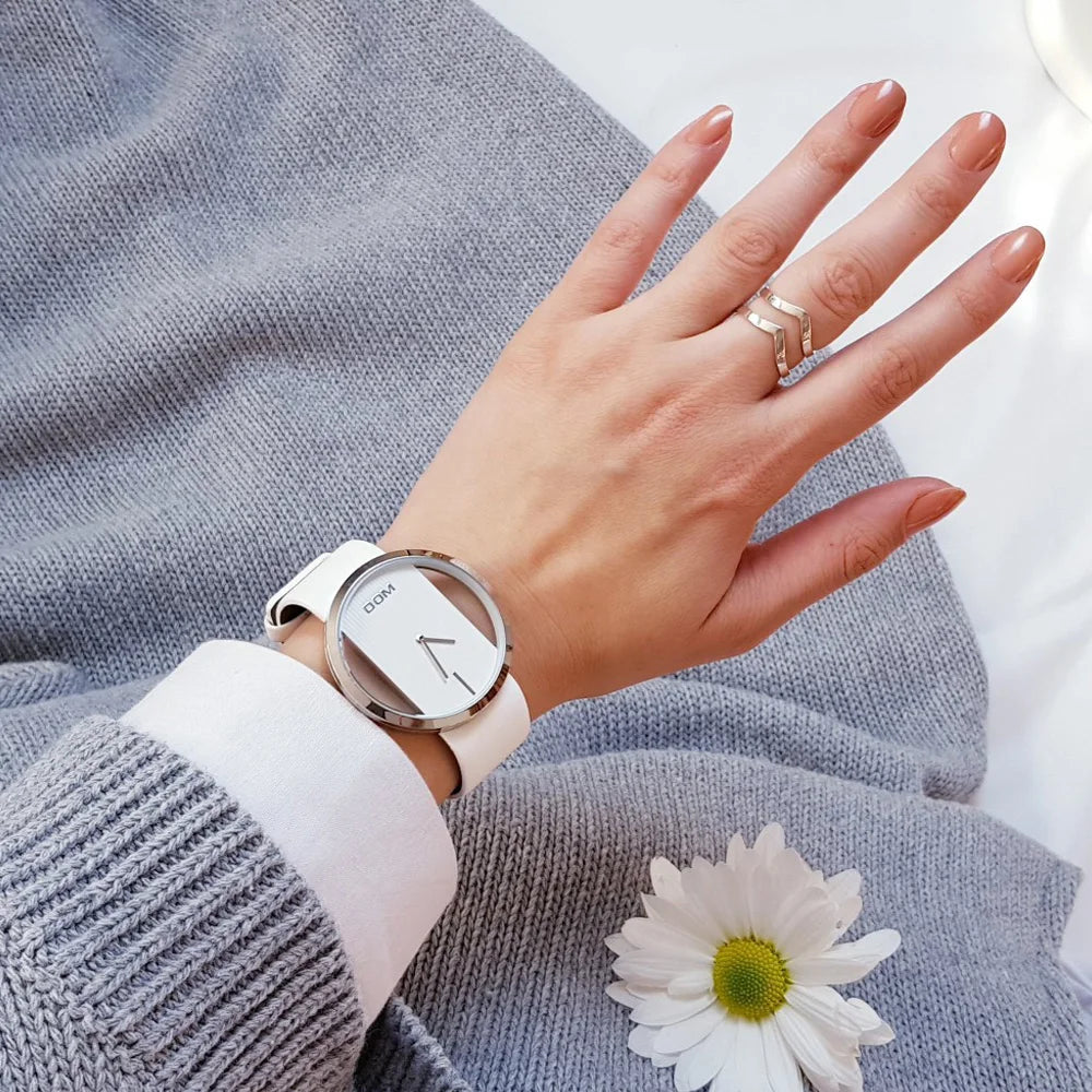 Montre Femme DOM Quartz Luxe Étanche - Bracelet Acier Élégant Relogio Feminino