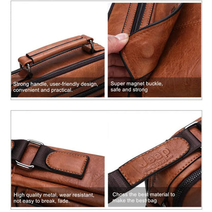 Sac Bandoulière Homme JEEP BULUO Cuir Fendu - Messenger Bag Business Crossbody