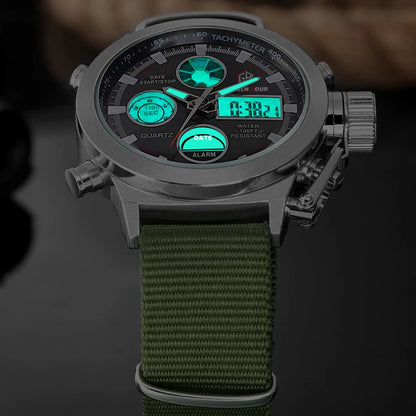 Montre Sport Homme GOLDENHOUR Militaire LED - Quartz Nylon Semaine Armée Relogio Masculino