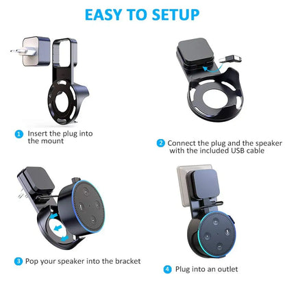 Support Mural Amazon Echo Dot 2ème Génération - Bracket Alexa avec Câble USB
