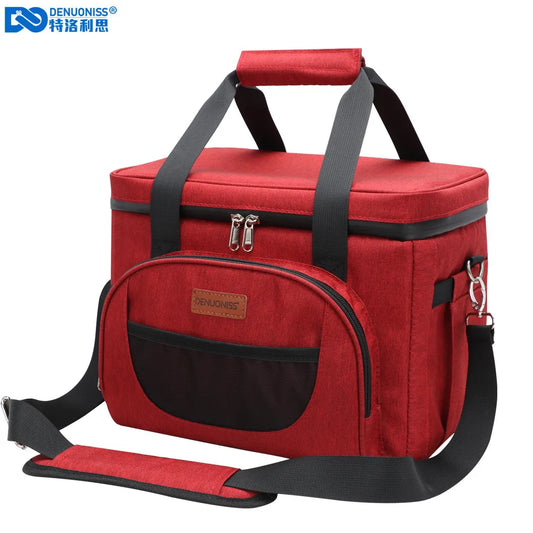 Sac Isotherme 28L 40 Canettes DENUONISS - Glacière Portable Pique-nique Rouge