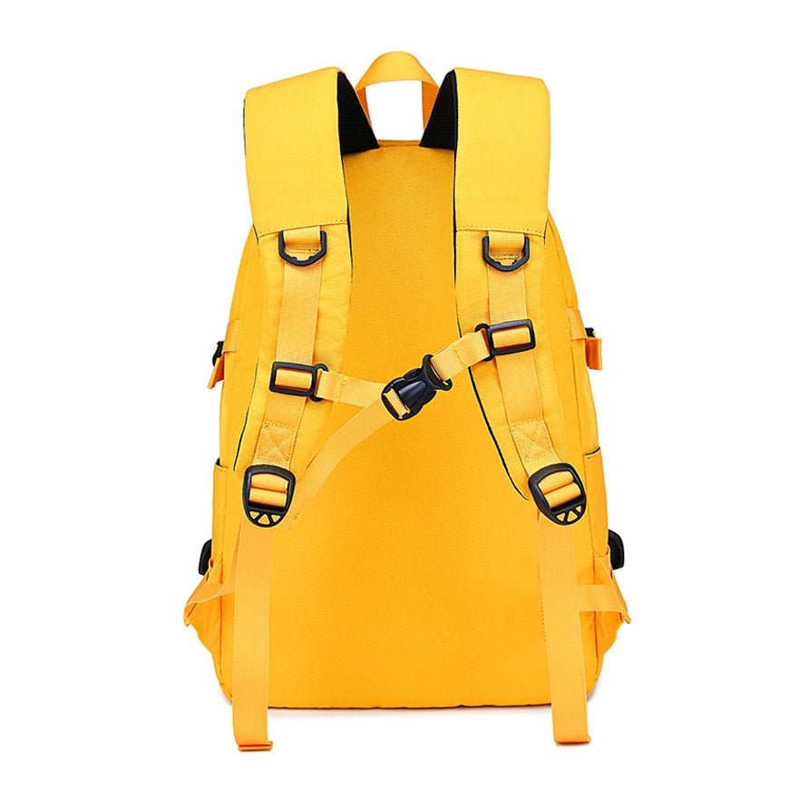 Sac à Dos Scolaire Fille Imperméable Oxford - Cartable Ado Grande Capacité Jaune