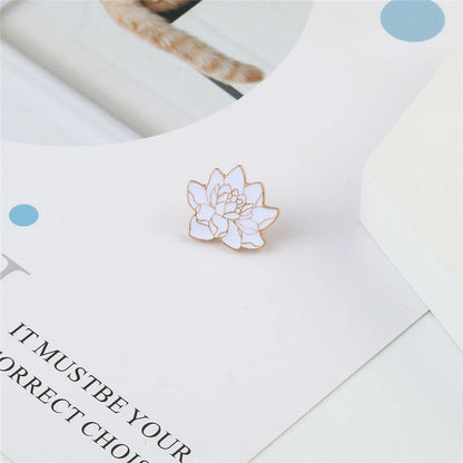 Pin's Émaillé Fleur de Lotus Blanc Bouddhiste – Broche Badge Spirituel Japonais Unisexe