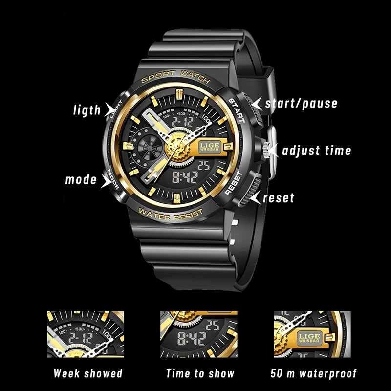 Montre Sport Enfant LIGE Étanche 50M - Montre Digitale Garçon Fille avec Chronomètre