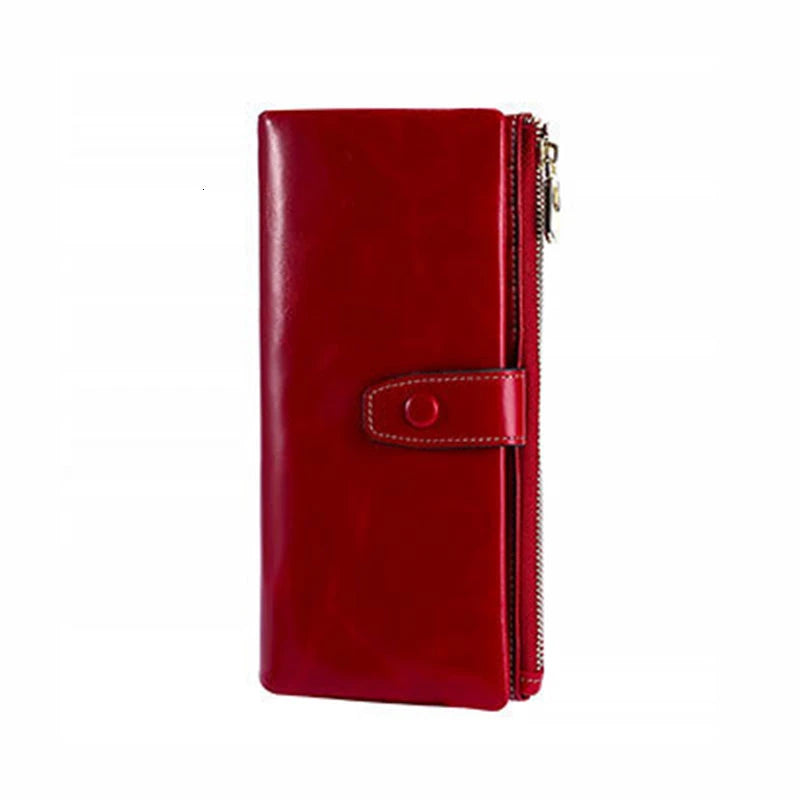 Portefeuille Femme Cuir Véritable Long - Porte-Monnaie avec Étui Téléphone et Compartiment Pièces