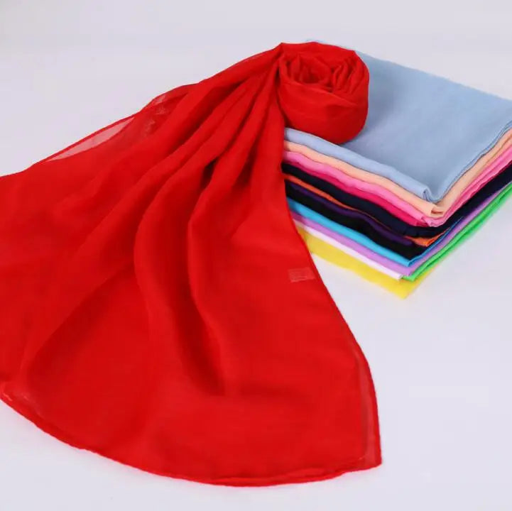 Foulard Soie Mousseline Luxe Femme - Écharpe Tête Plage Bandana Hijab Été