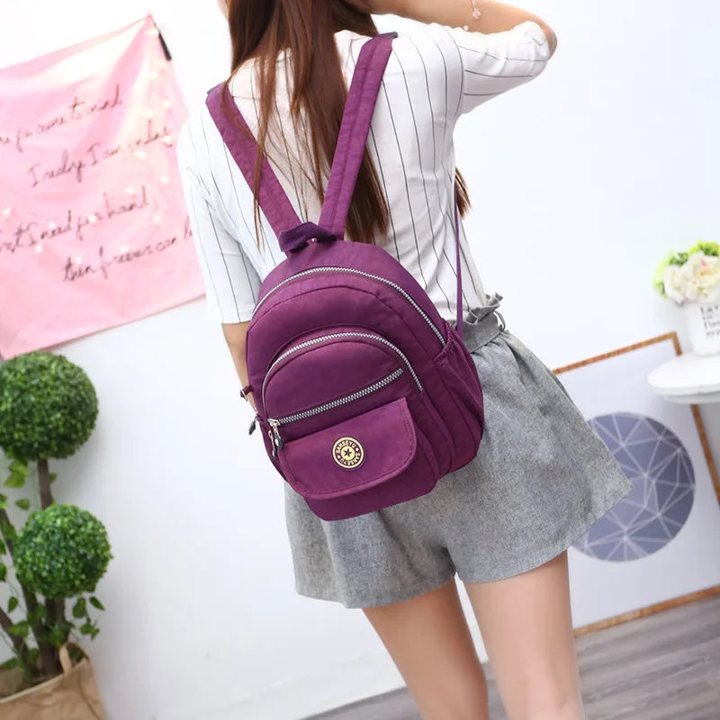 Sac à Dos Femme Adolescente Bleu Ciel - Sac École Nylon Imperméable Voyage