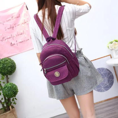 Sac à Dos Femme Adolescente Bleu Ciel - Sac École Nylon Imperméable Voyage