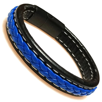 Bracelet Cuir Tressé Wrap Punk – Fermoir Magnétique Caché Acier Inox Femme