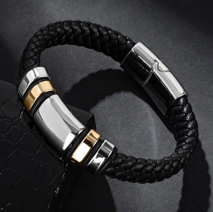 Bracelet Cuir Classique Homme – Boucle Magnétique Métal Casual Chic