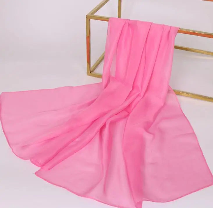 Foulard Soie Mousseline Luxe Femme - Écharpe Tête Plage Bandana Hijab Été