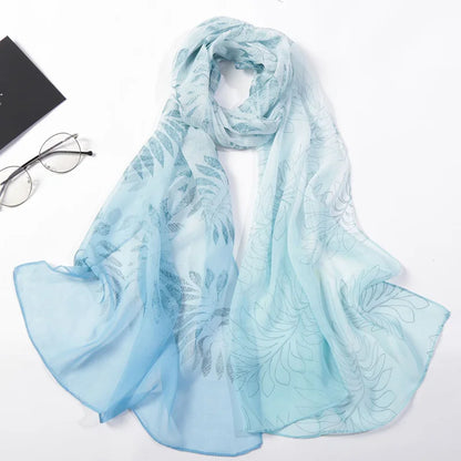 Foulard Écharpe Georgette Dégradé Fleur Femme - Bandana Châle Hijab Été Protection Solaire