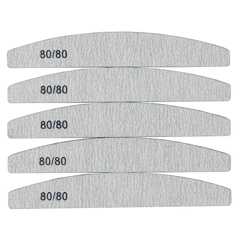 Lot 10 Limes Ongles Double Face 80/80 Grit Demi-Lune - Emery Board Salon Manucure Professionnelle