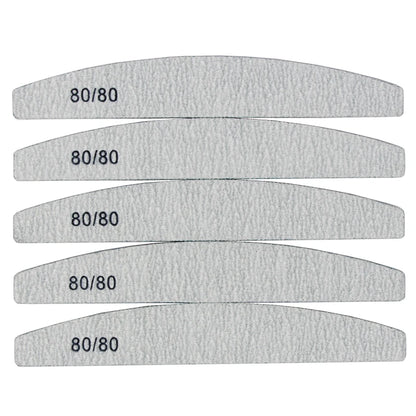 Lot 10 Limes Ongles Double Face 80/80 Grit Demi-Lune - Emery Board Salon Manucure Professionnelle