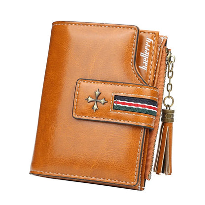 Portefeuille Femme Court Cuir Cire Huile Zippé Hasp - Porte-Carte Crédit Compact Fashion Rose