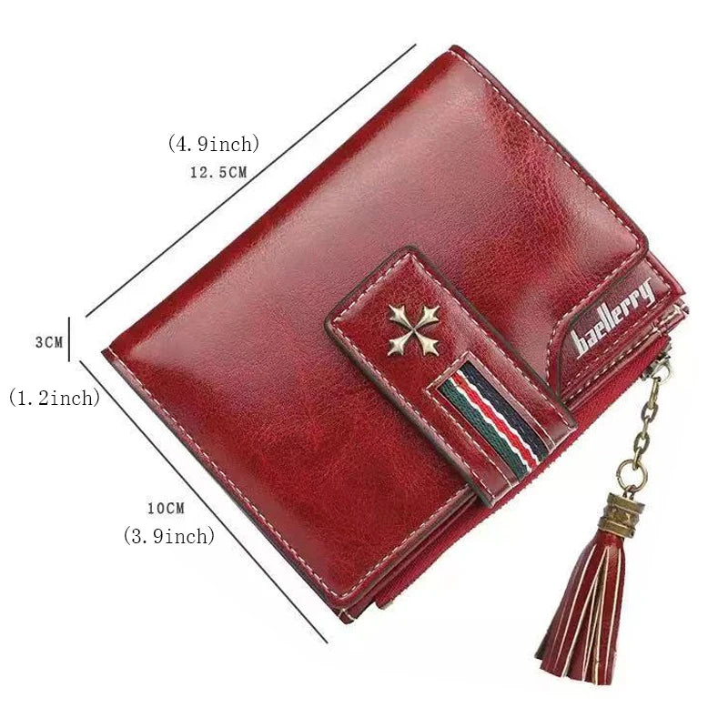 Portefeuille Femme Court Cuir Cire Huile Zippé Hasp - Porte-Carte Crédit Compact Fashion Rose