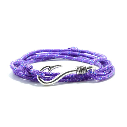 Bracelet Macramé Double Couche avec Hameçon - Paracorde Ajustable pour Homme