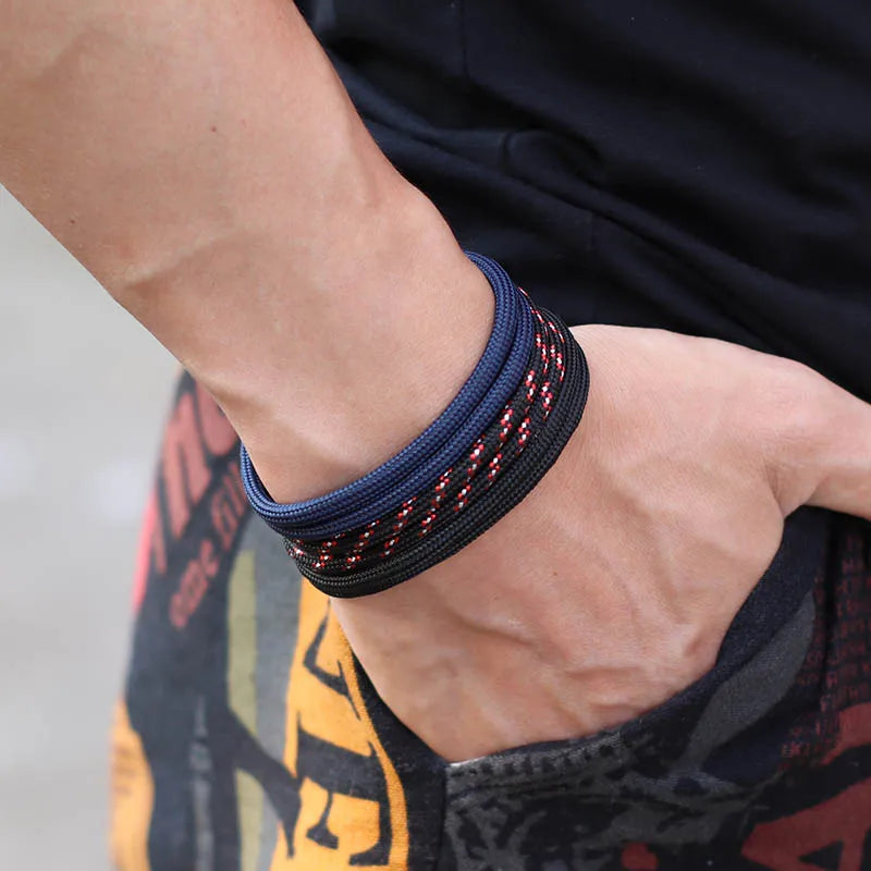 Ensemble de Bracelets en Paracorde Fait Main pour Homme - Style Hip-Hop Rock Ajustable