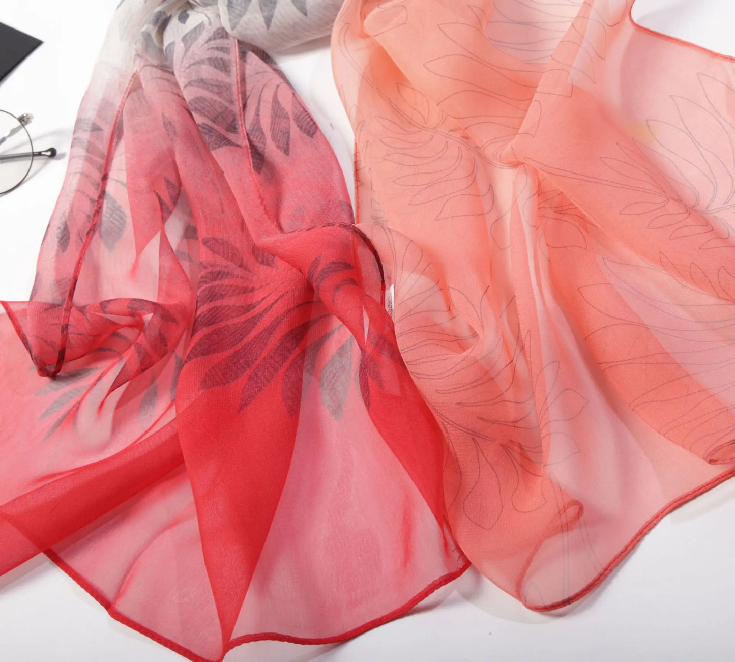 Foulard Écharpe Georgette Dégradé Fleur Femme - Bandana Châle Hijab Été Protection Solaire
