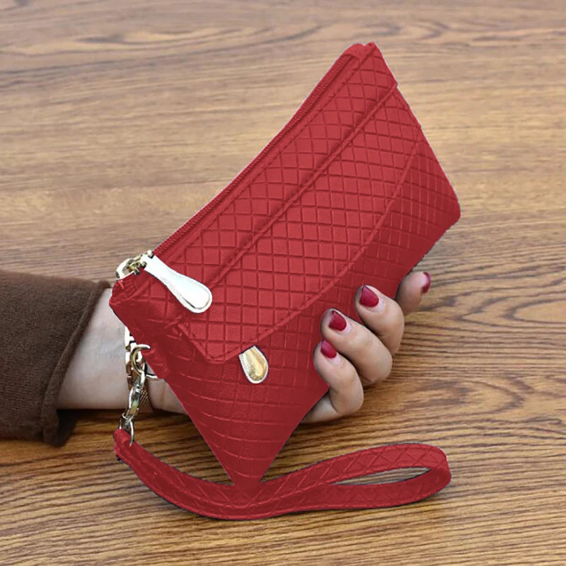Portefeuille Femme Cuir PU Violet - Clutch avec Étui Téléphone et Porte-Cartes Intégré