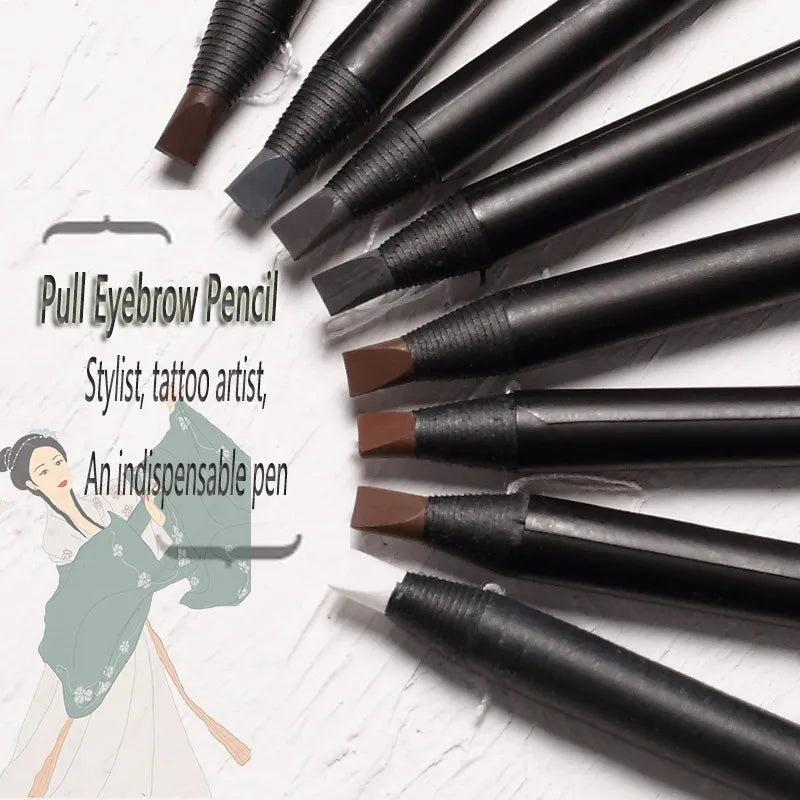 Set 12 Crayons Sourcils Waterproof Longue Tenue HaoZhuang - Eyebrow Pencil Tattoo Naturel Maquillage Professionnel