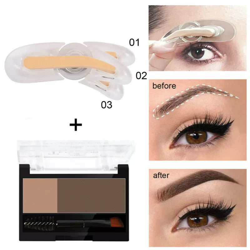 Tampon à Sourcils Ajustable Waterproof - Palette Poudre Longue Tenue pour Maquillage Sourcils