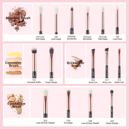 Set Pinceaux Maquillage Jessup 15pcs T157 Rose Gold/Noir - Poils Naturels Synthétiques Pro