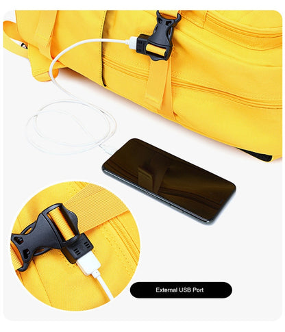 Sac à Dos Scolaire Fille Imperméable Oxford - Cartable Ado Grande Capacité Jaune