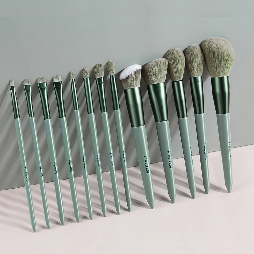 Set Pinceaux Maquillage MAANGE Pro 4/13 Pièces avec Sac - Fond Teint Fard Paupières Eyeliner Cils Professionnel