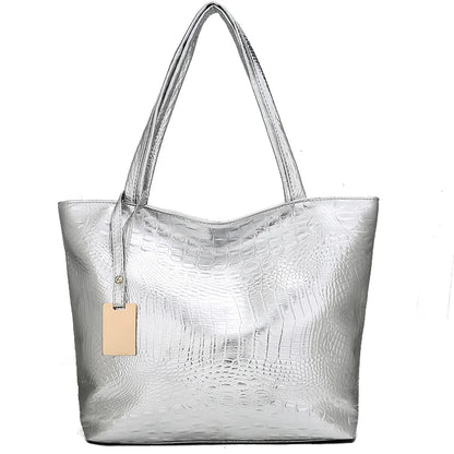 Sac à Main Femme Crocodile PU Cuir - Grand Sac Épaule Tote Bag Élégant