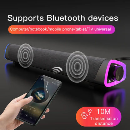 Barre de Son Bluetooth 5.0 3D Surround - Haut-Parleur PC TV Laptop Subwoofer AUX