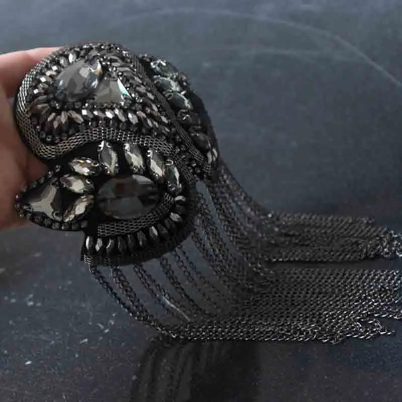 Épaulettes Broches Fait Main Pompons Strass - Accessoires Épaules Blazer LED