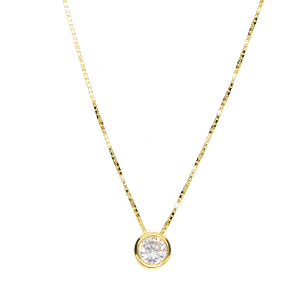 Collier Argent Sterling 925 Zircone Cubique - Pendentif Solitaire Délicat 5mm