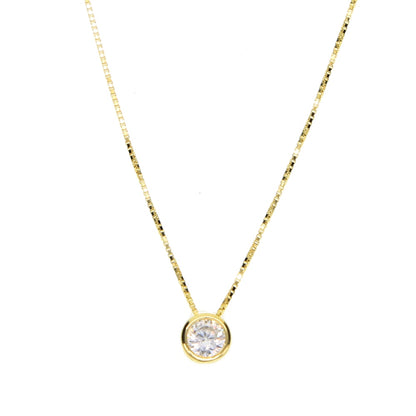 Collier Argent Sterling 925 Zircone Cubique - Pendentif Solitaire Délicat 5mm
