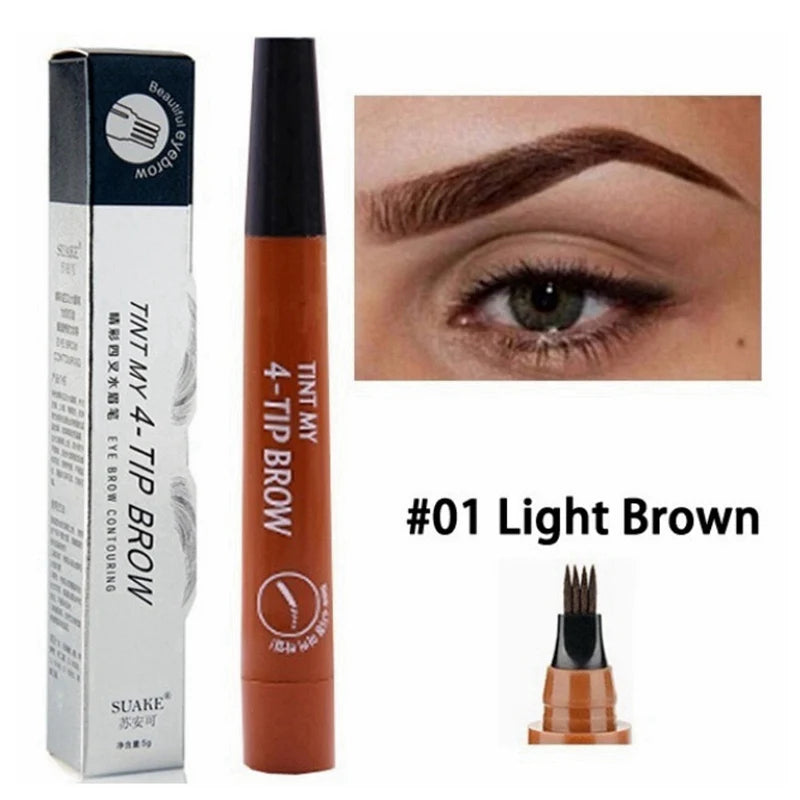 Crayon Sourcils Microblading 4 Pointes Waterproof - Stylo Tatouage Sourcils Longue Tenue