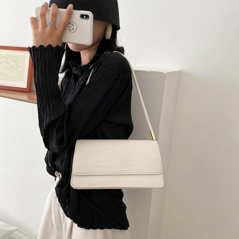 Sac à Main Femme Imprimé Animal Luxe - Sac Épaule Designer PU Cuir Underarm Bag Beige