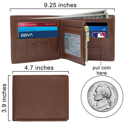Portefeuille Homme Gravé Photo Personnalisé - Cuir Trifold Ultra-Mince avec Pince à Billets