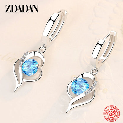 Boucles Oreilles Argent Sterling 925 Cristal Zircon Rose - ZDADAN Femme Fashion Bijoux