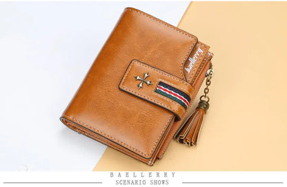 Portefeuille Femme Court Cuir Cire Huile Zippé Hasp - Porte-Carte Crédit Compact Fashion Rose