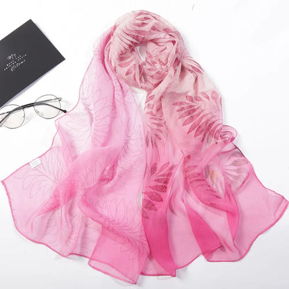 Foulard Écharpe Georgette Dégradé Fleur Femme - Bandana Châle Hijab Été Protection Solaire