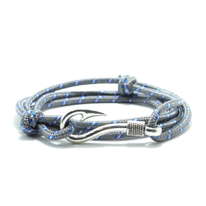 Bracelet Macramé Double Couche avec Hameçon - Paracorde Ajustable pour Homme